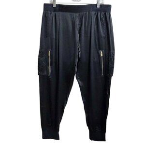 ATM Anthony Thomas Melillo Silk Cargo Pants Joggers Black L